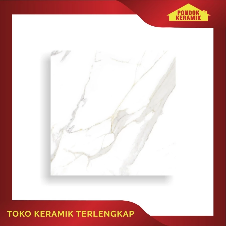 Keramik Lantai Platinum 60x60 Sheldon Grey Rectified Cutting Motif Carara Marble Marmer Glossy