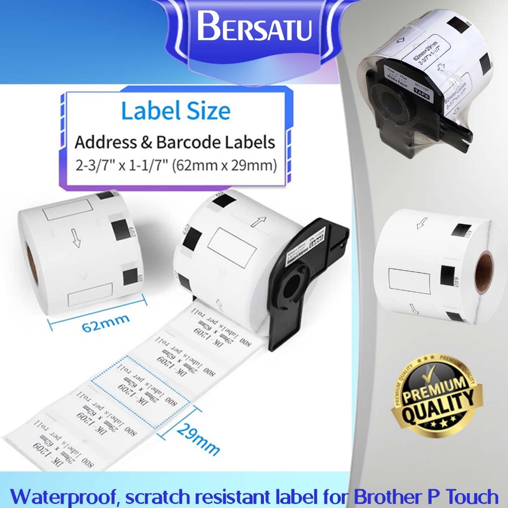 BETCKEY DK-11209 - 800 Étiquettes Adresse 62mm X 29mm Compatibles Brother QL - Noir Sur Blanc - Qualité Premium