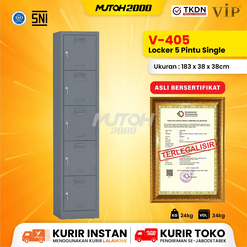 Jual TKDN VIP Loker 5 pintu locker besi 5 Pintu Single Full Plat VIP V ...