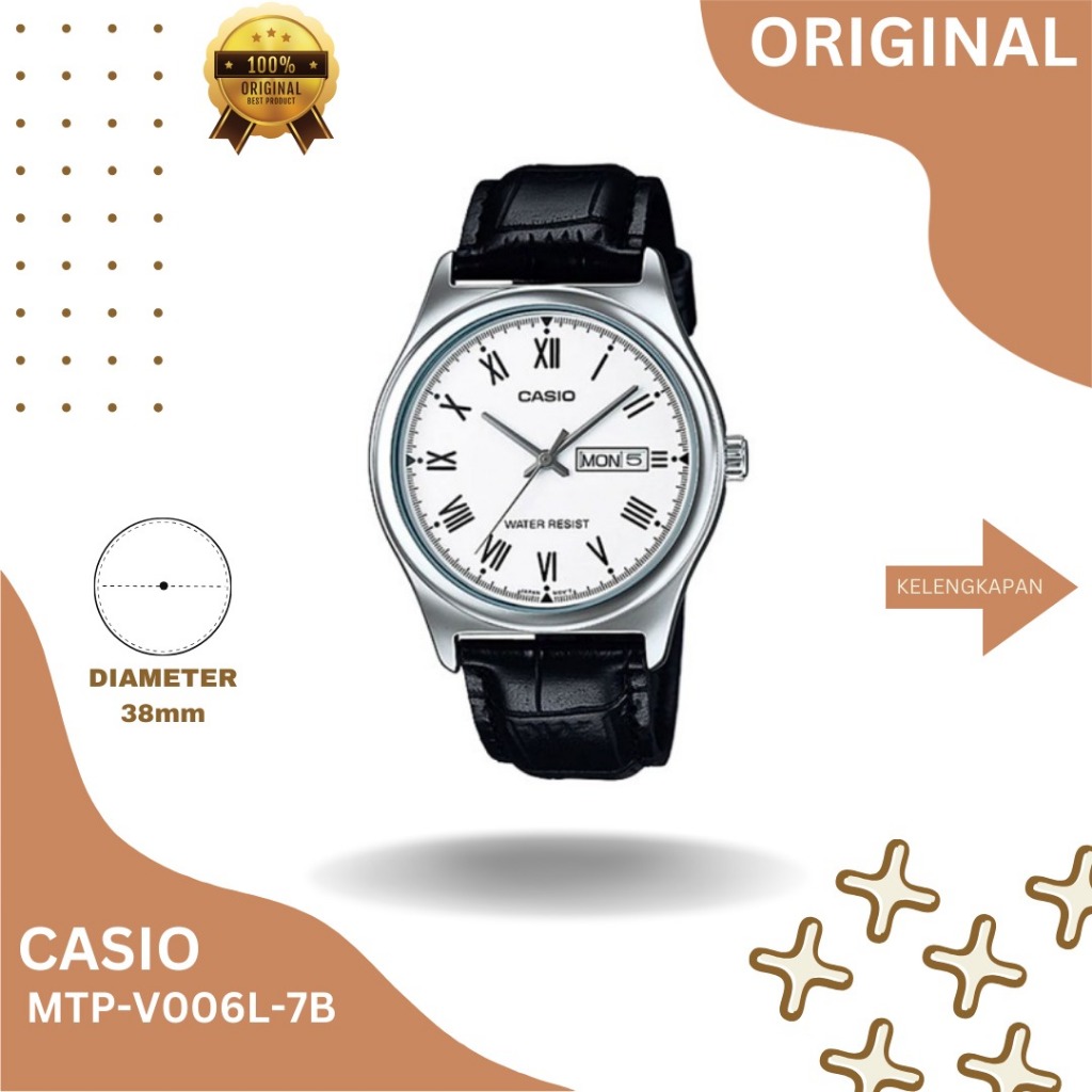 Casio MTP-V006L-7B Orologio analogico da uomo con cinturino in pelle