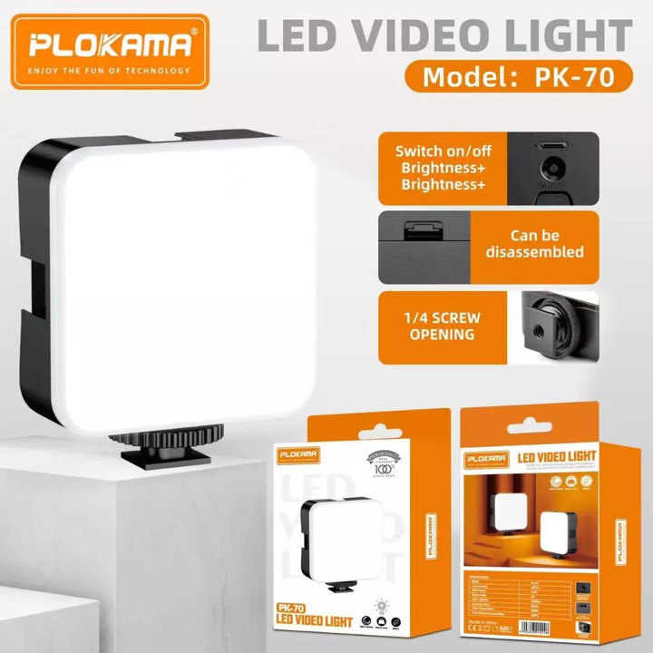 [New] Plokama PK70 Lampu LED Mini Portable Lampu Fotografi Video Light Untuk Sma