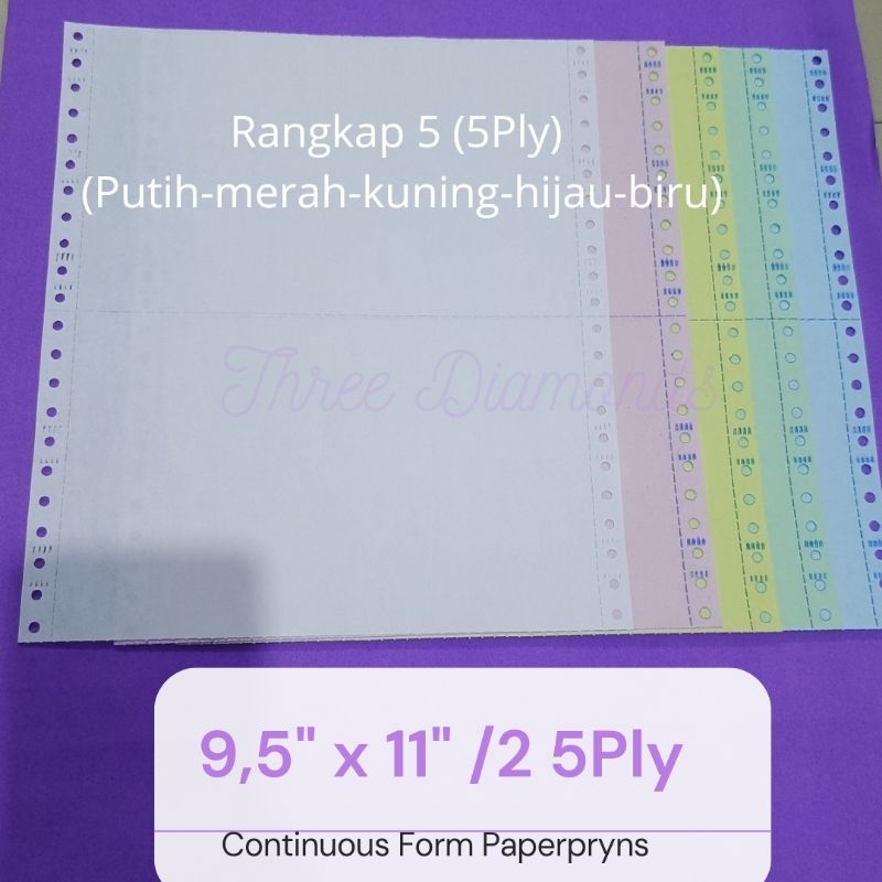 Jual (10 Lembar 5ply) Kertas Faktur 5Ply | Continuous Form 9.5 x 11 /2 ...
