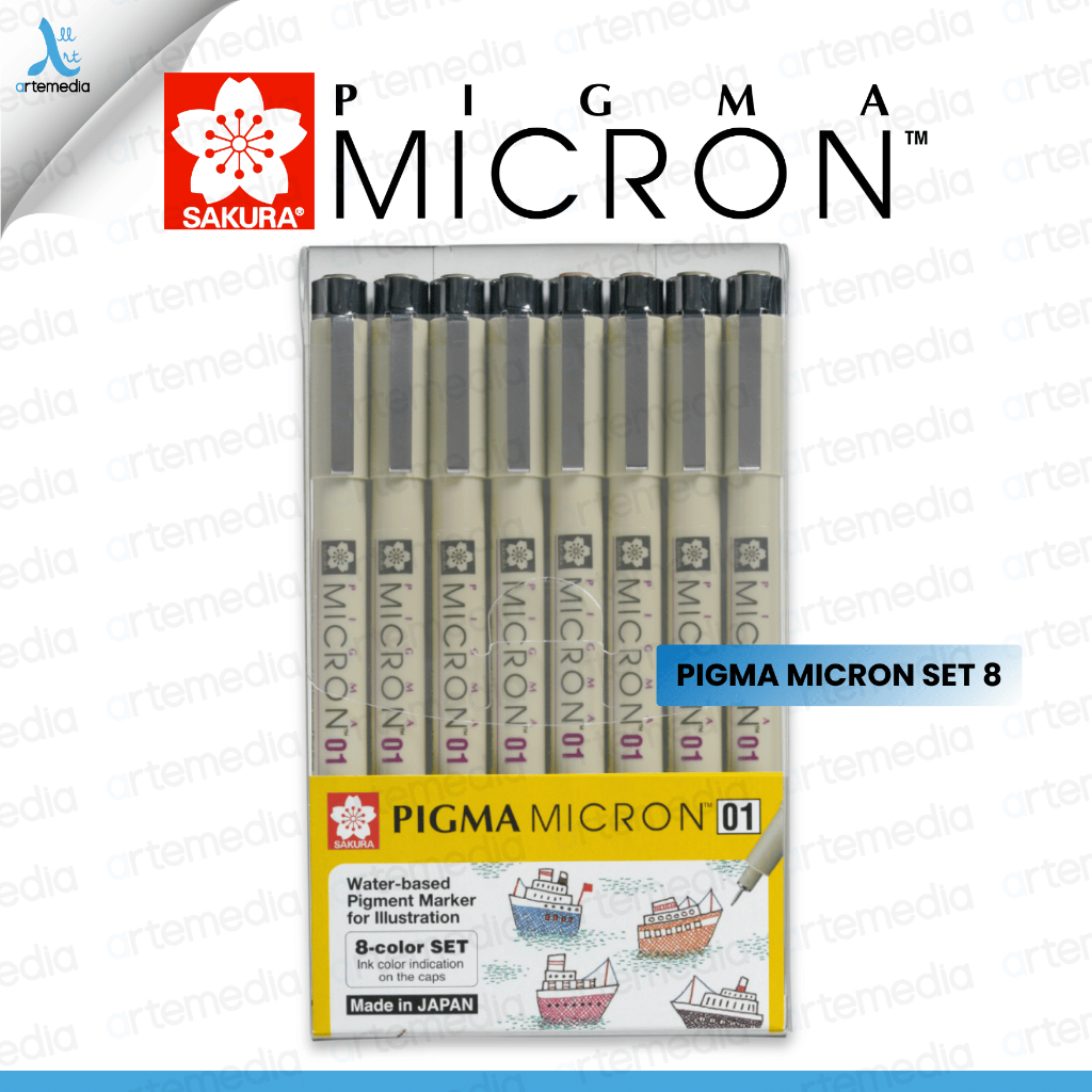 Jual Sakura Pigma Micron Drawing Pen Set 8 Color Pigment Ink | Shopee ...