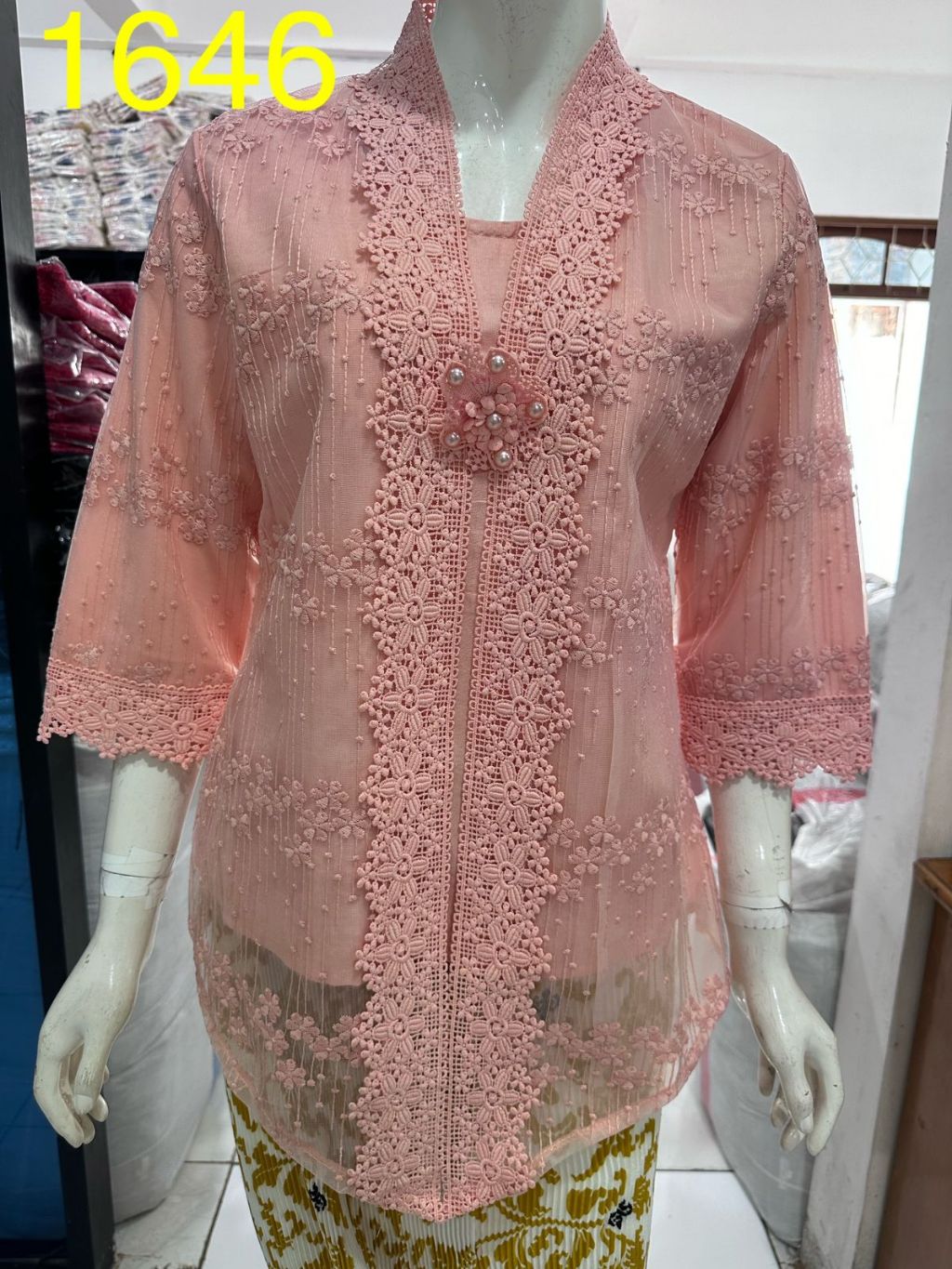 Jual 1721 kebaya alexuez full brukat depan rompi bros premium putih ...