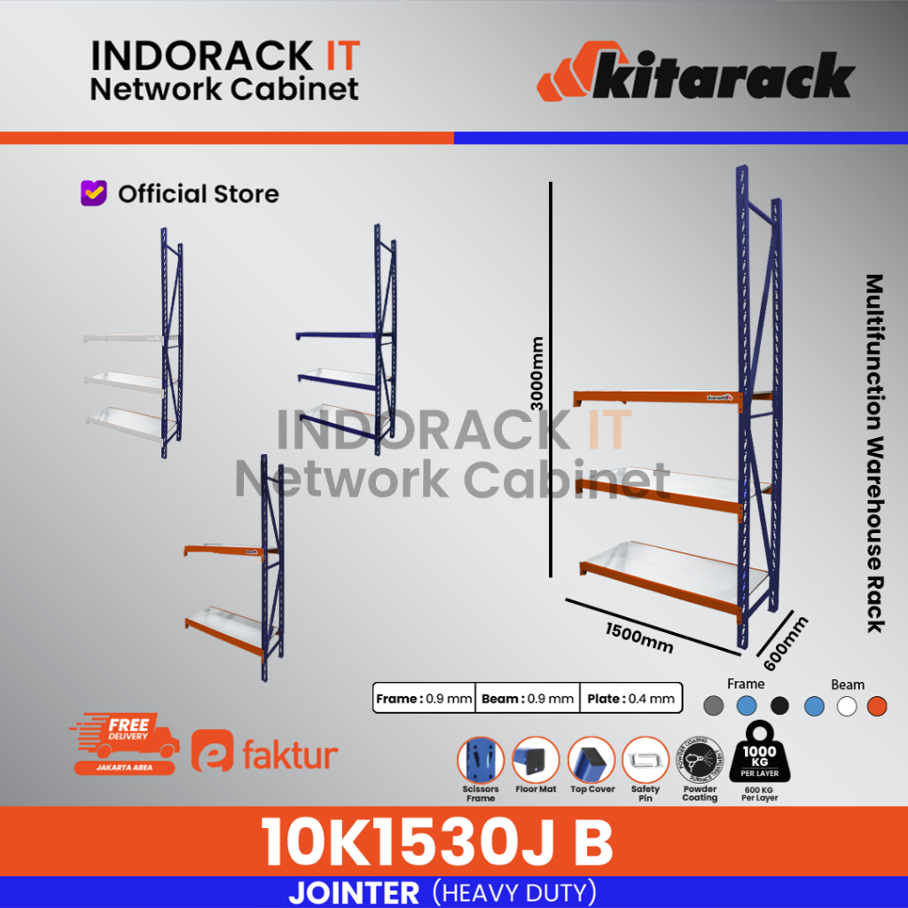 Jual KITARACK Rak Gudang Besi 1 Ton 3M P. 1.5M Rack Gudang 4 Susun ...