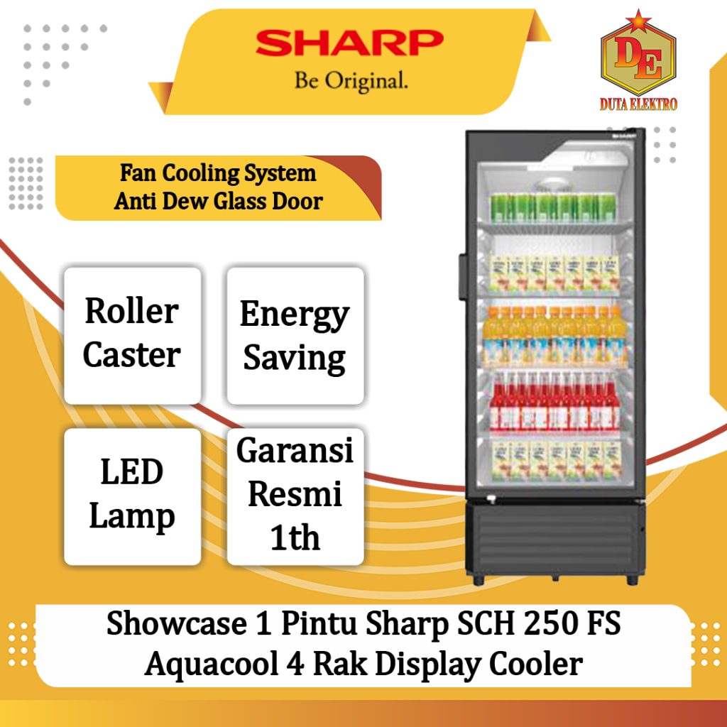Jual Showcase 1 Pintu Sharp SCH 250 FS Aquacool 4 Rak Display Cooler ...