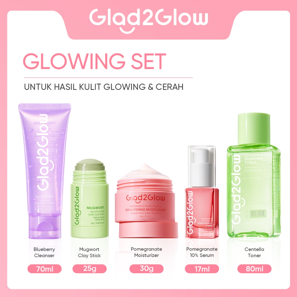 Jual SPECIAL BUNDLE 5 in1 Glad2Glow 5pcs Paket Skincare Moisturizer ...