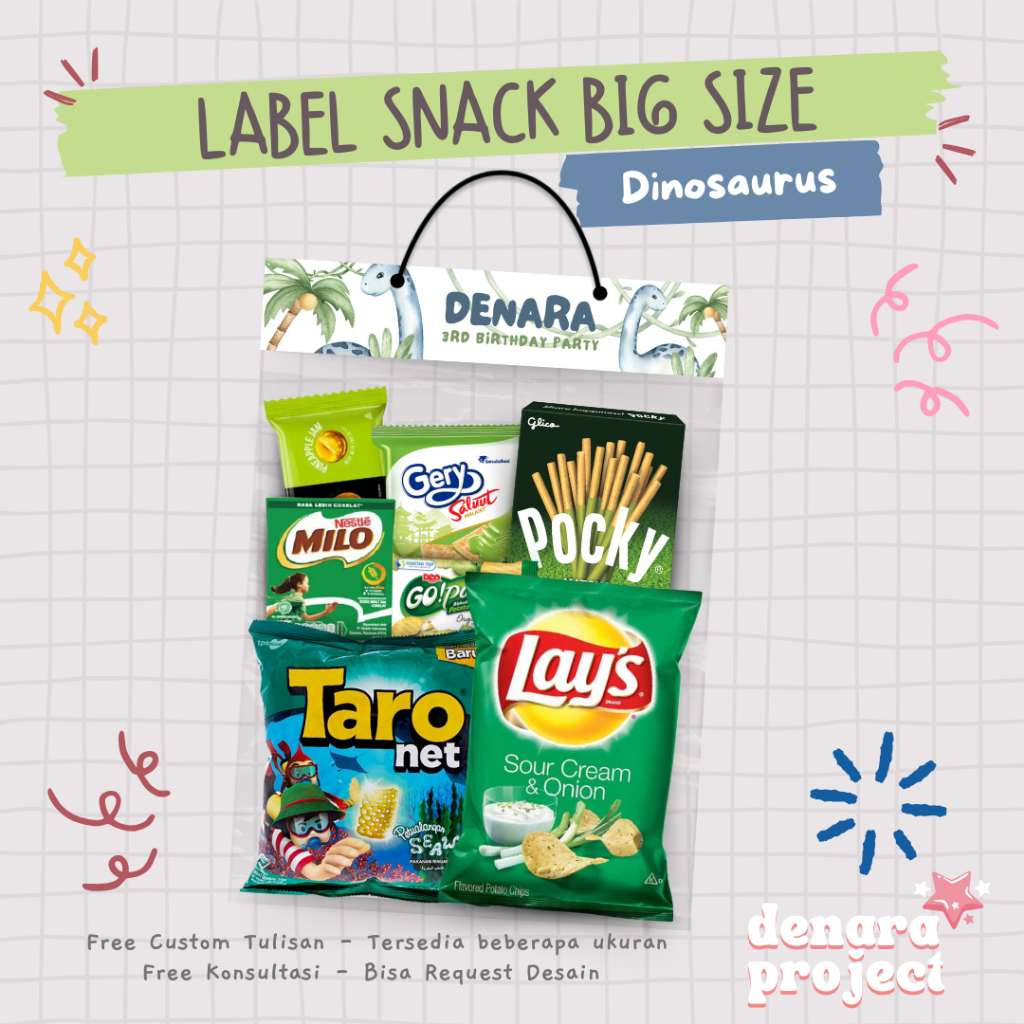 Jual Label Plastik Snack Big Size Label Snack Ulang Tahun Hampers ...