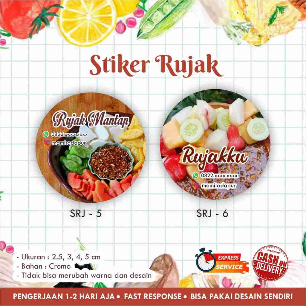 Jual [170 pcs] Stiker Rujak cromo bulat / Label kemasan makanan minuman ...