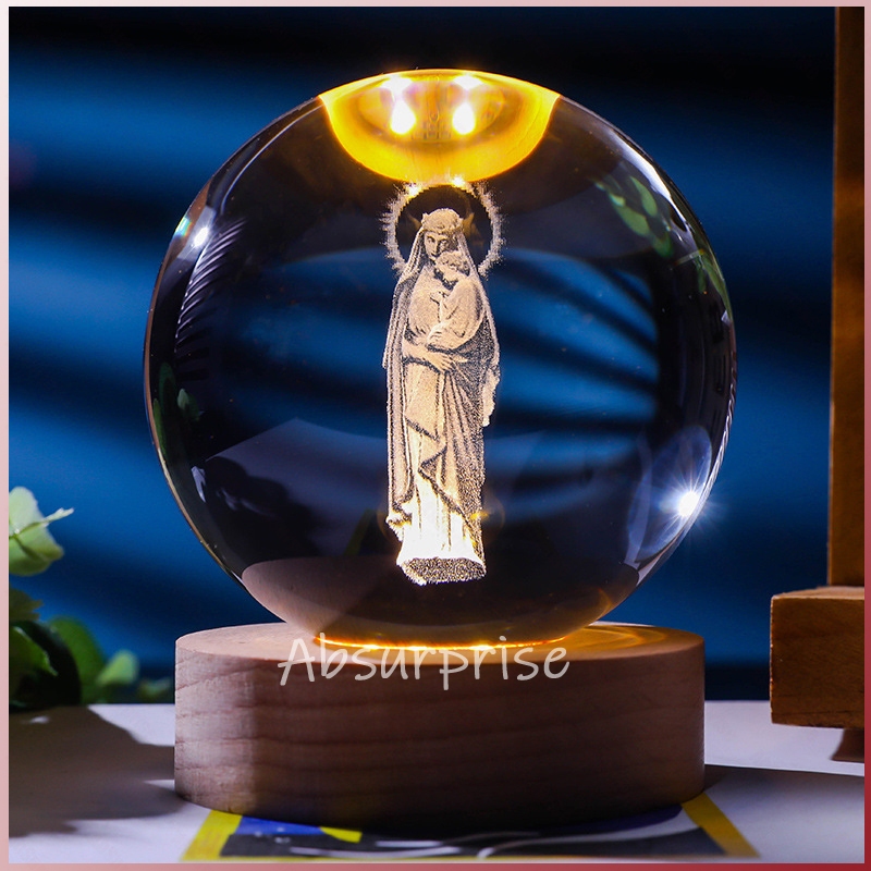 Bola Kristal Yesus / Glow Lamp / Bola Kristal Salib Bercahaya 4