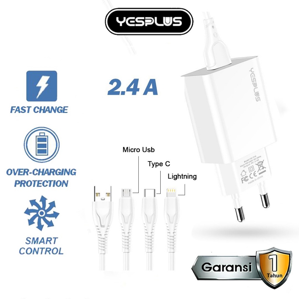 Jual Charger YESPLUS YS-1116 Charger Fast Charging 2.4A Smart Charger ...