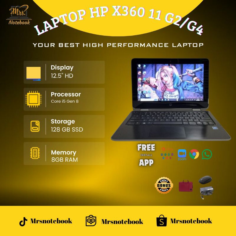 Jual Laptop Flip HP X360 11 G4 Core i5 Gen 8 Ram 8GB SSD 128GB Touch ...