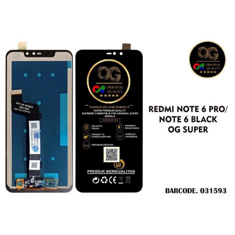 Jual (OG SUPER) LCD REDMI NOTE 6 PRO/NOTE 6 BLACK ORIGINAL FULL SET/LCD ...