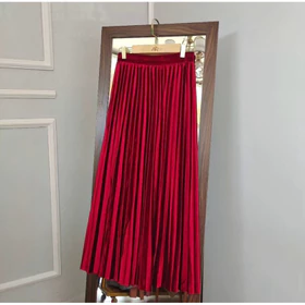 Rok Plisket Beludru POLOS Maxy Rok Beludru Premium