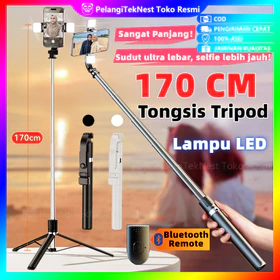 【Ready 】170cm 4in1 Tongsis Tripod Handphone Bluetooth Dengan Lampu LED Multifungsi Holder HP
