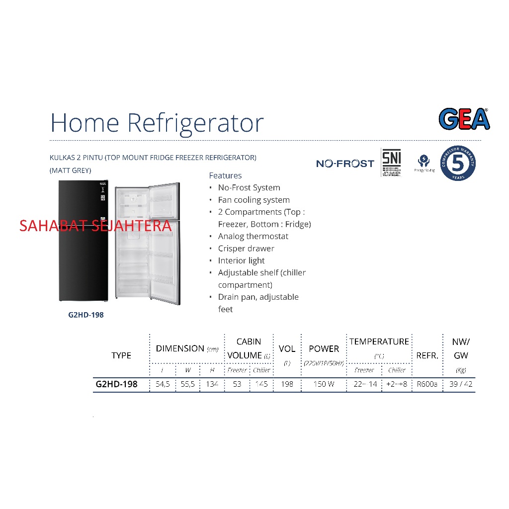 Jual Gea Home Refrigerator G Hd Kulkas Pintu Shopee Indonesia