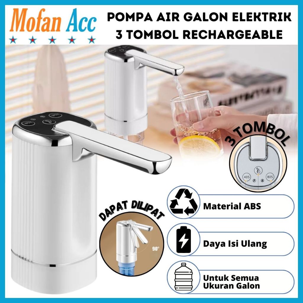 Jual Pompa Galon Elektrik Lipat 1 Tombol/Water Pump Electric Otomatis ...