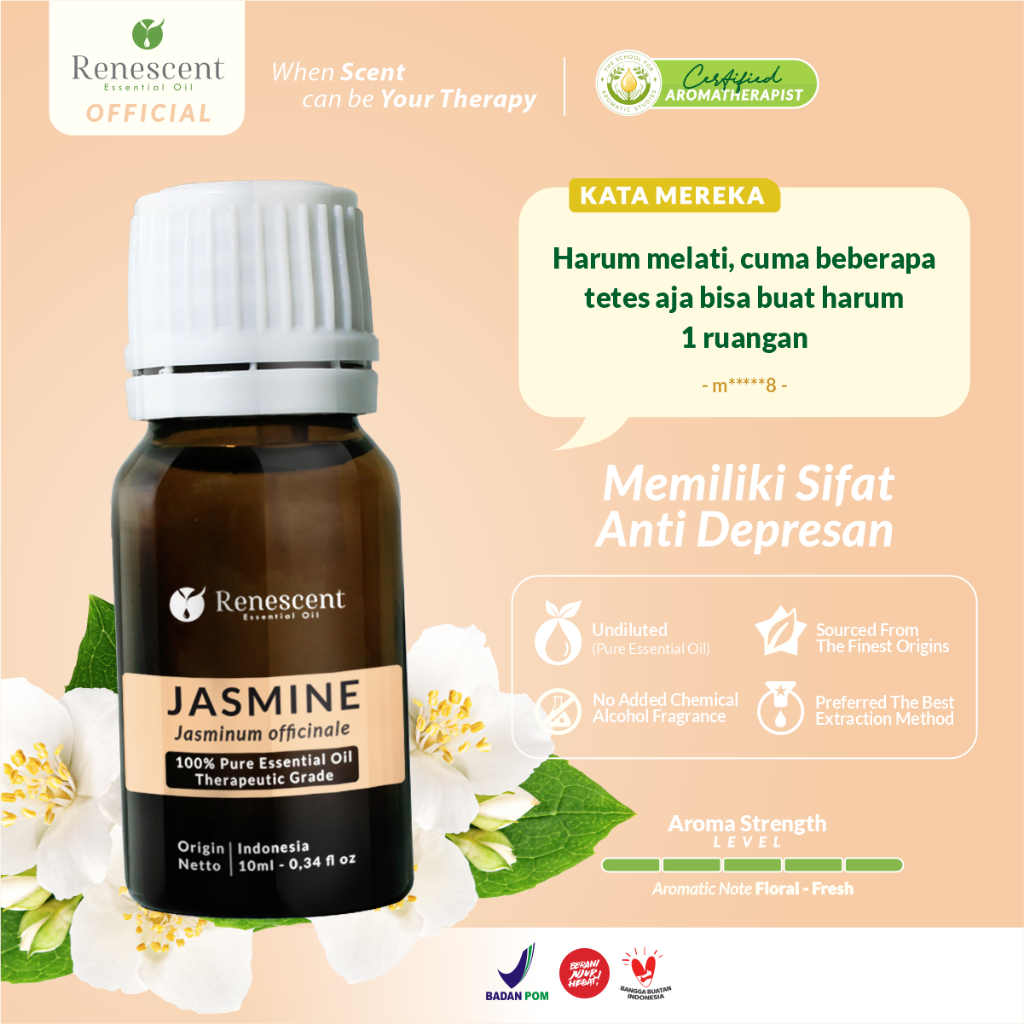 Jual Renescent Jasmine Pure Essential Oil 10ml Minyak Aromaterapi ...