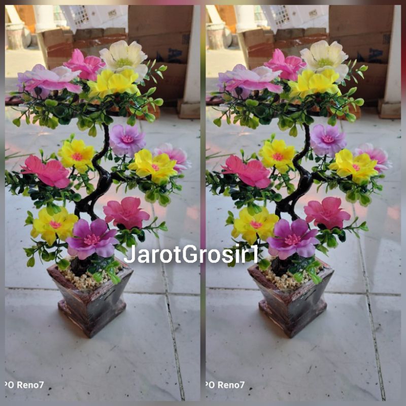 Jual BUNGA HIAS MEJA TINGGI 40CM + POT DAN BATU // BUNGA SAKURA PLASTIK ...