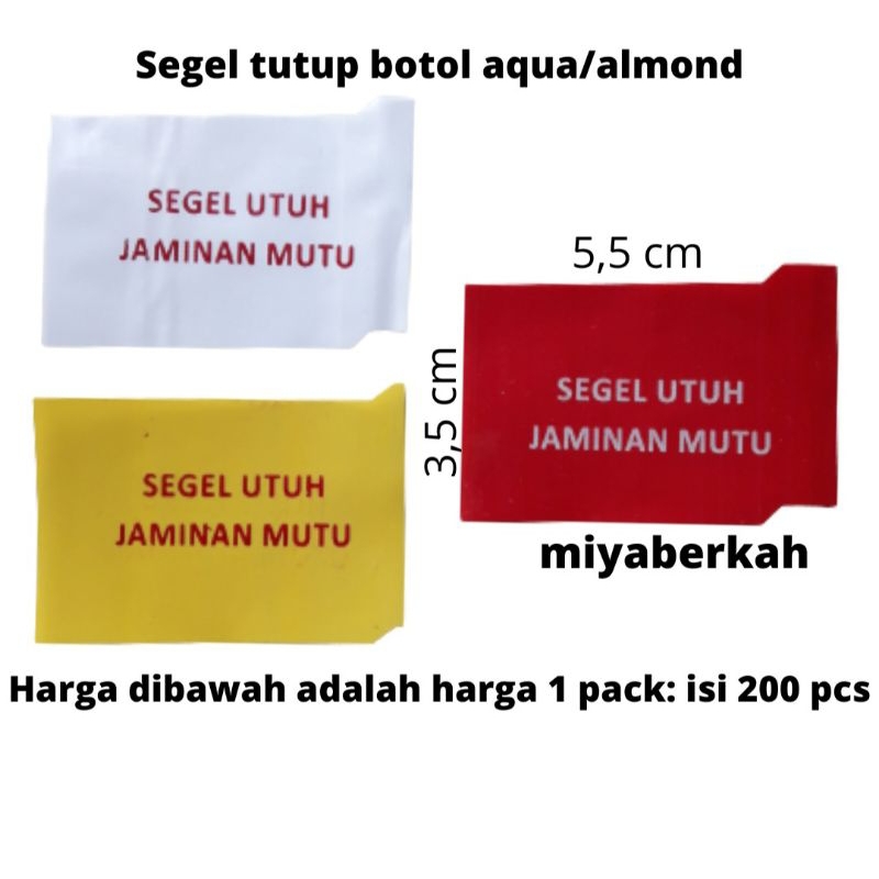 Jual Segel plastik shrink 5,5 cm x 3,5 cm untuk tutup botol aqua almond ...