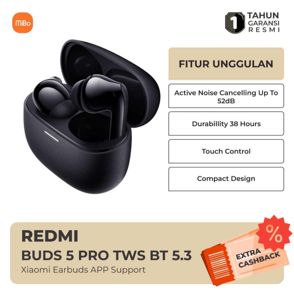 Xiaomi Redmi Buds Pro TWS True Wireless Earbuds Headset Bluetooth ANC  Garansi Resmi