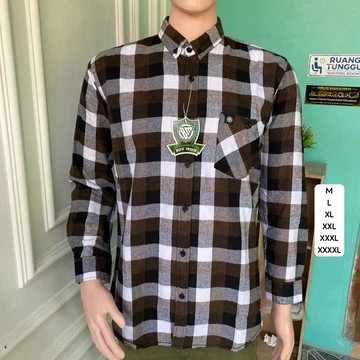BOY MOM Kemeja Flanel Catur M L XL XXL XXXL XXXXL Unisex Pria Wanita Distro Lengan Panjang