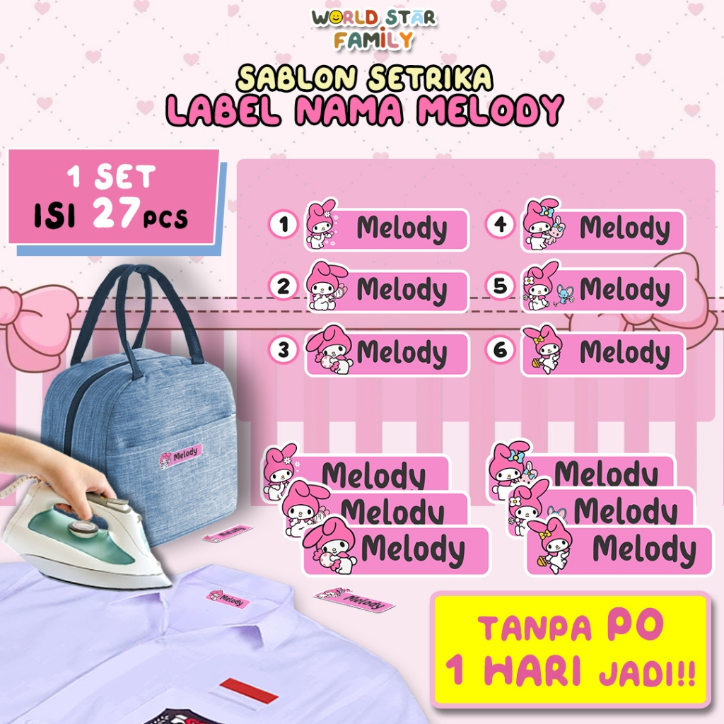 Jual WSF label SETRIKA baju anak MELODY Lucu Sablon setrika Stiker ...