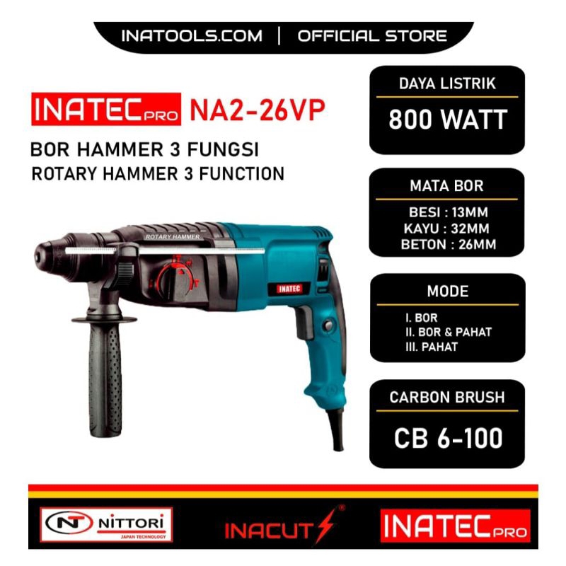 Jual BOR BOBOK INATEC NA 2 - 26 VP ROTARY HAMMER NA 2 - 26 VP INATEC ...