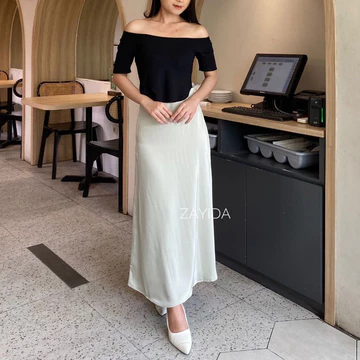 ZAYIDA Satin Slik Skirt Rok Satin Premium Panjang Rok Satin Flowly Korean Style