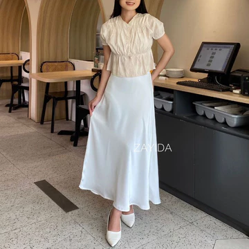 ZAYIDA Satin Slik Skirt Rok Satin Premium Panjang Rok Satin Flowly Korean Style