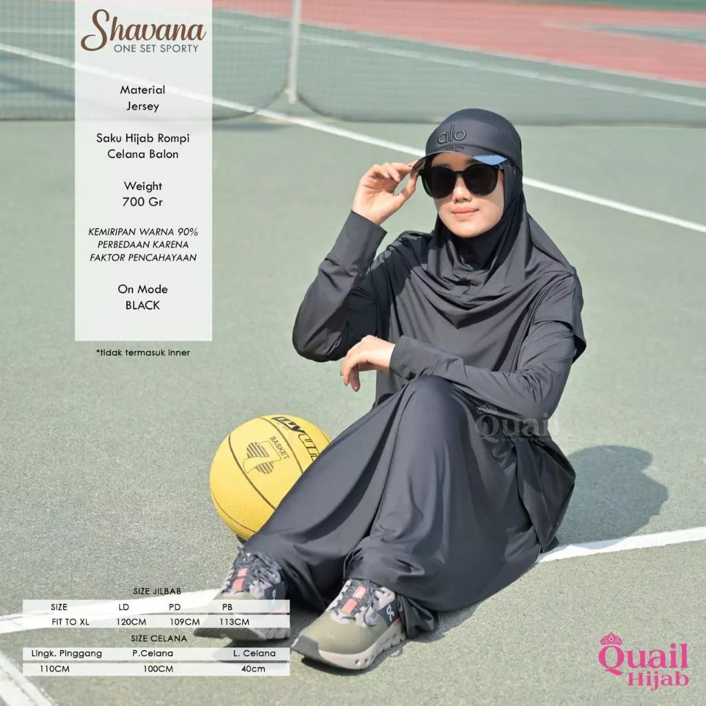 Hijab Quail Shavana Set Baju Olahraga Sporty Atasan dan Jilbab Rompi Vest