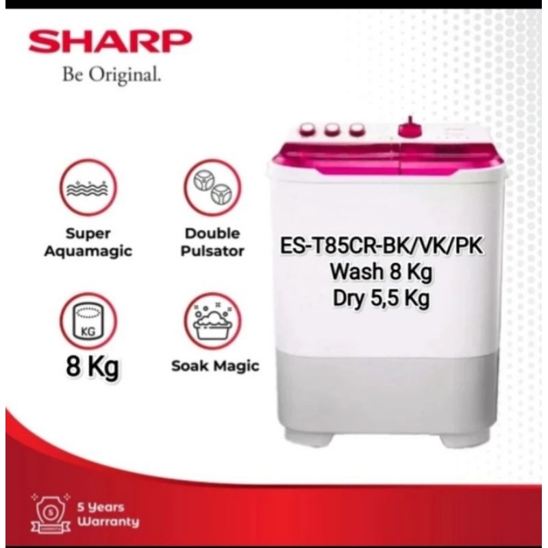 Jual Mesin cuci Sharp 2tabung 8Kg Biru/Pink/Violet ES-T85CR | Shopee ...