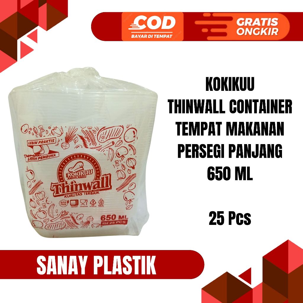 Jual THINWALL CONTAINER VICTORY KOTAK PERSEGI PANJANG 650 1000 BOX ISI ...