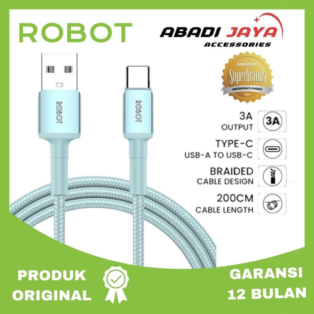 Jual KABEL DATA TYPE C ROBOT RSC100 RSC200 3A 100CM 200CM TYPE-C DATA ...