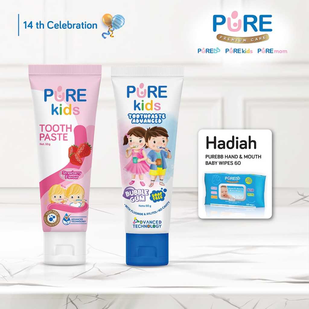Jual PURE KIDS Baby Toothpaste & Toothpaste Advanced 50 gr | Pasta Gigi ...