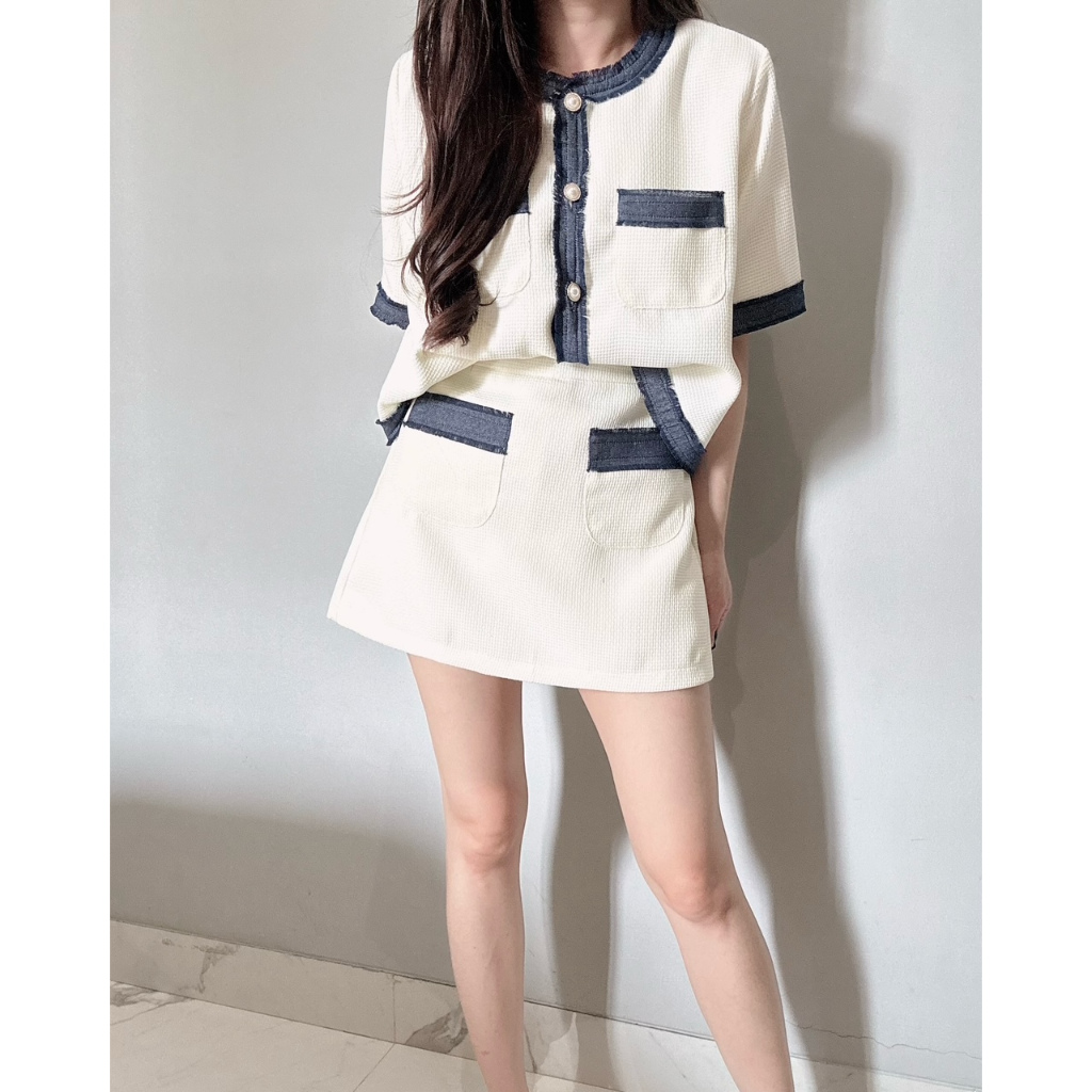 Jual Kode: 4372 (Tweed skort set) / Setelan Wanita / Setelan Rok Celana ...
