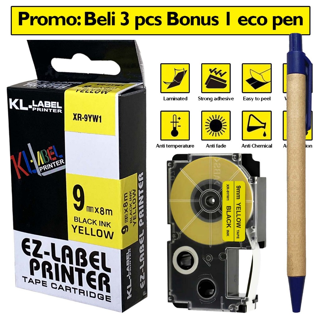 Label Tape Printer Casio Cartridge Refill Pita Label It Tinta Catridge  Refil Compatible EZ Printer Casio 9mm 12mm Koleksi Warna komplit