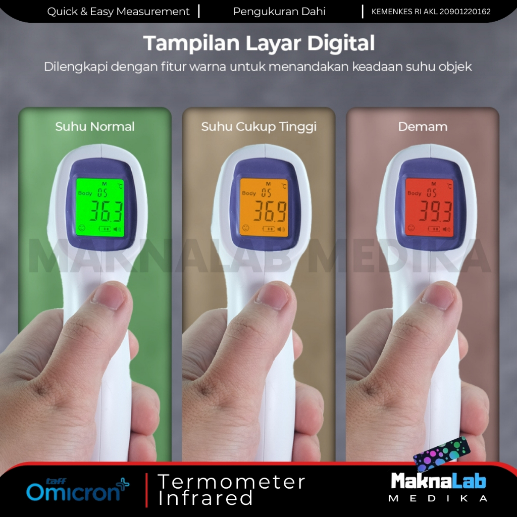 Jual taff Omicron Thermogun Termometer Suhu Tubuh Digital Termometer ...