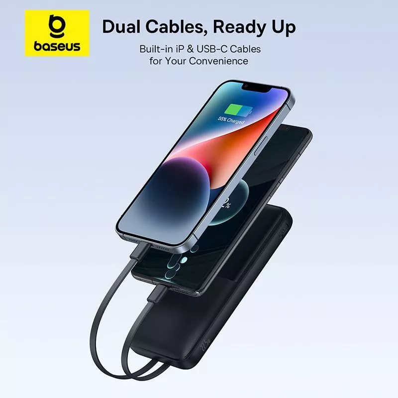 Baseus Power Bank Lipow 10000mAh & 20000mAh 22.5W Dual-Cable Type-C Lighting Digital Display