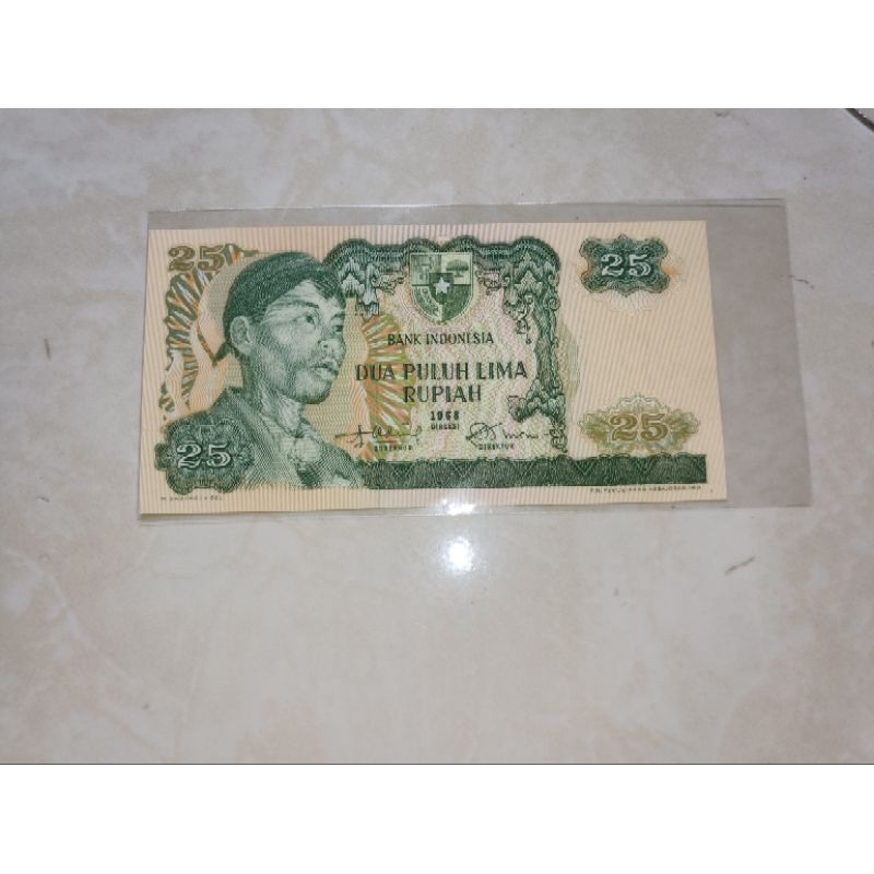 Jual uang 25 / dua puluh lima rupiah Soedirman tahun 1968 asli unc ...