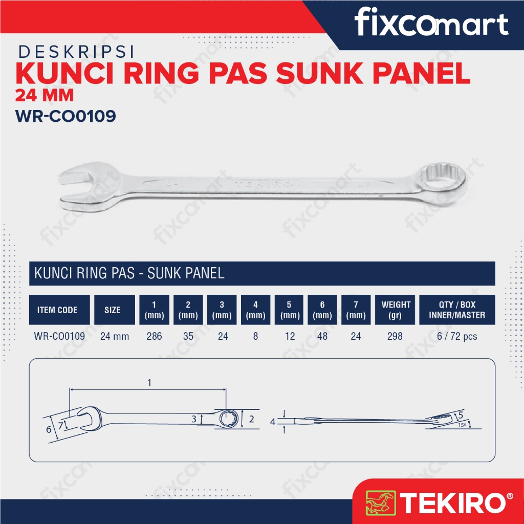 Jual Kunci Ring Pas Sunk Panel Tekiro 24mm | Shopee Indonesia