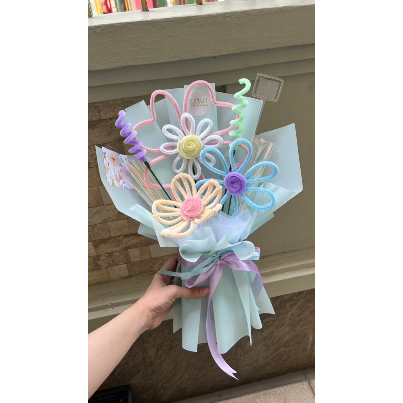 Jual Flower Bouquet/Buket Bunga (Kawat Bulu) Medium | Custom Warna ...