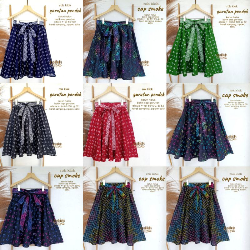 Jual rok klok cap smoke pendek garutan batiek • batik natal | Shopee ...