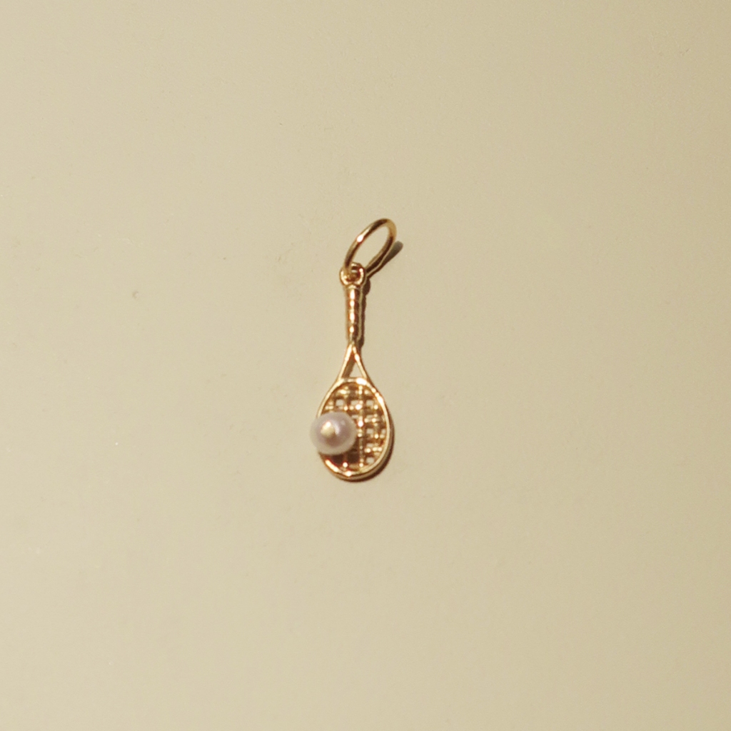 Pendentif Charm Vintage Raquette De Tennis – Plaqué Or Jaune – Occasion Bon état