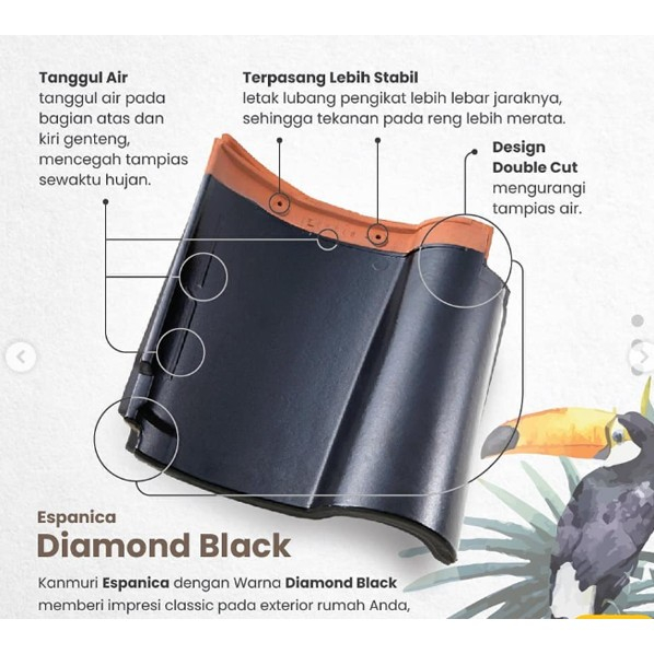 Jual Kanmuri Espanica Diamond Black Genteng Keramik Original | Shopee ...