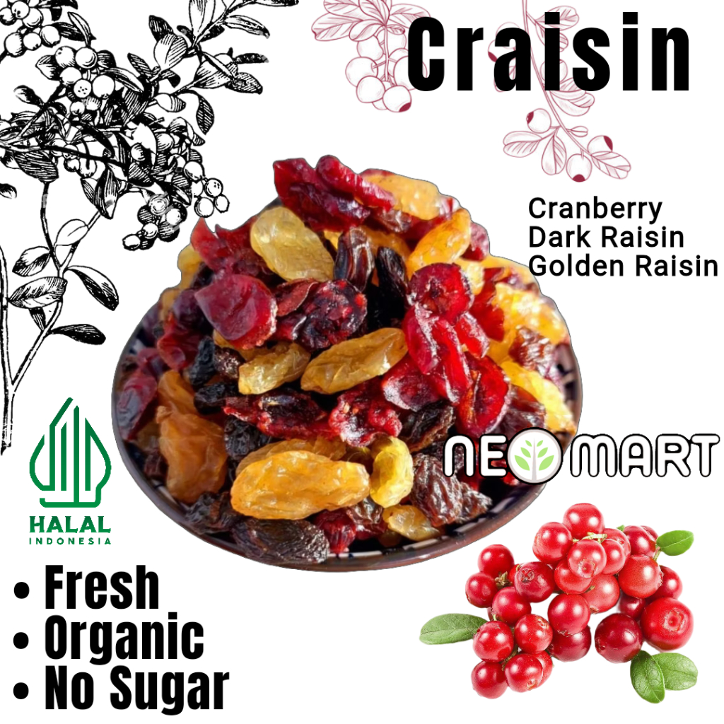 Jual Neo Craisin 250gr(Cranberry + Dark Raisin + Golden Raisin) Cemilan ...