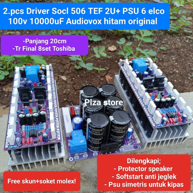Jual 2.Pcs driver power amp SOCL 506 TEF 2U 8set final Toshiba+PSU 6