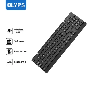 OLYPS Keyboard Wireless 2.4Ghz Portable 104 Keys Full Size Laptop Tanpa Kabel Ergonomis Desain