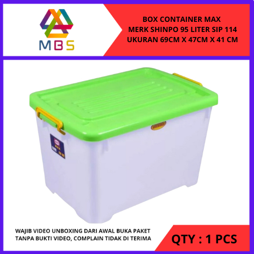 Jual BOX CONTAINER RODA PLASTIK SHINPO 95 LITER SIP 114 KONTAINER RODA ...