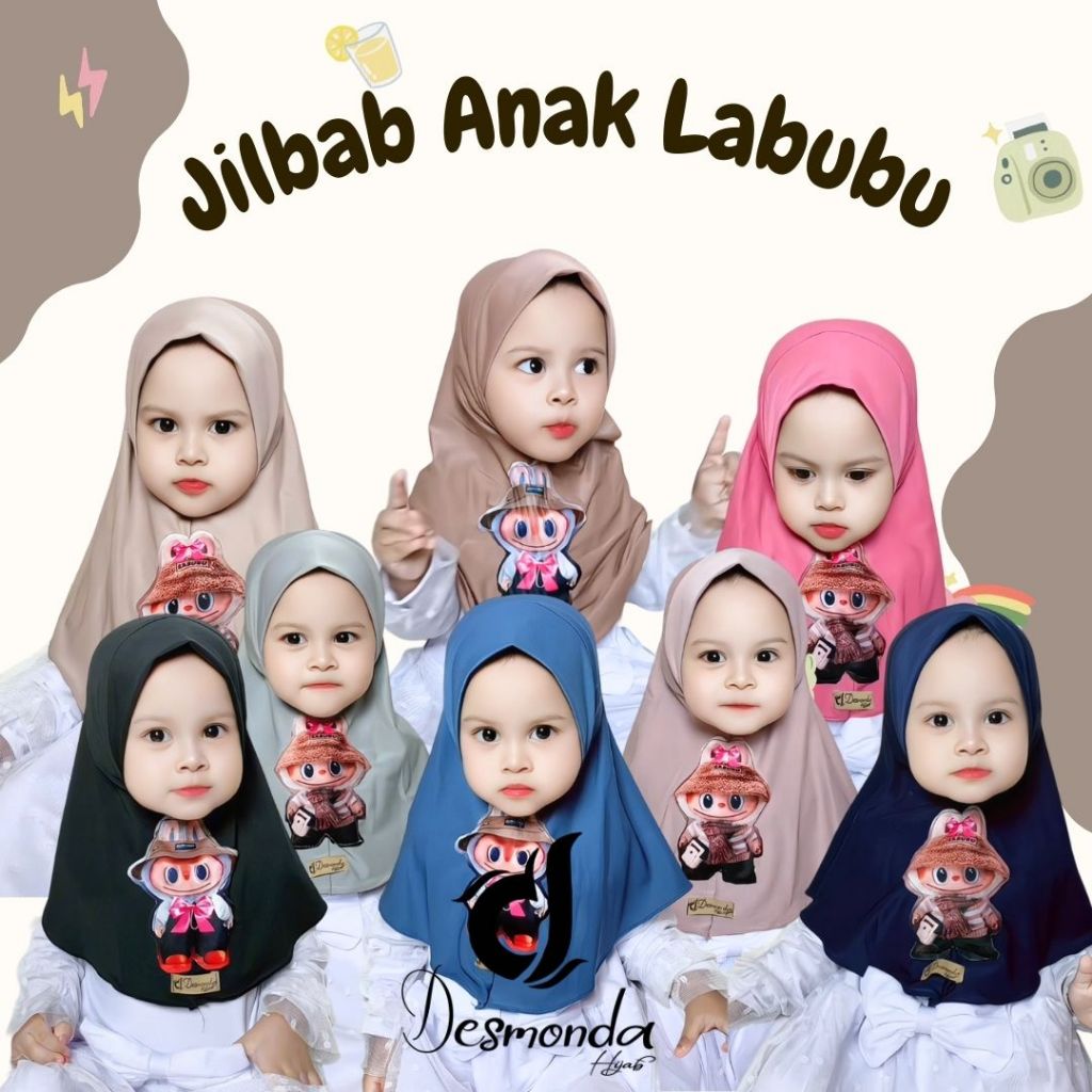 Jual Desmonda Jilbab Anak Labubu usia 0-3 th Viral jilbab anak motid ...